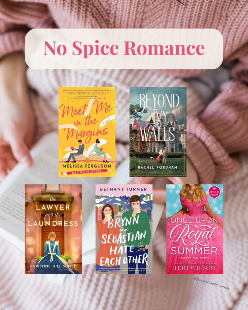 a collection of five no spice romance books that are actually good and not cringey